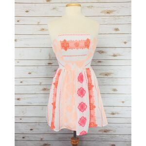 Francesca’s strapless dress white neon embroidered